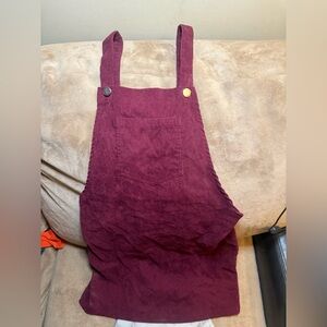 VINTAGE Women’s Size Medium Burgundy Corduroy Overalls/Dress Vintage